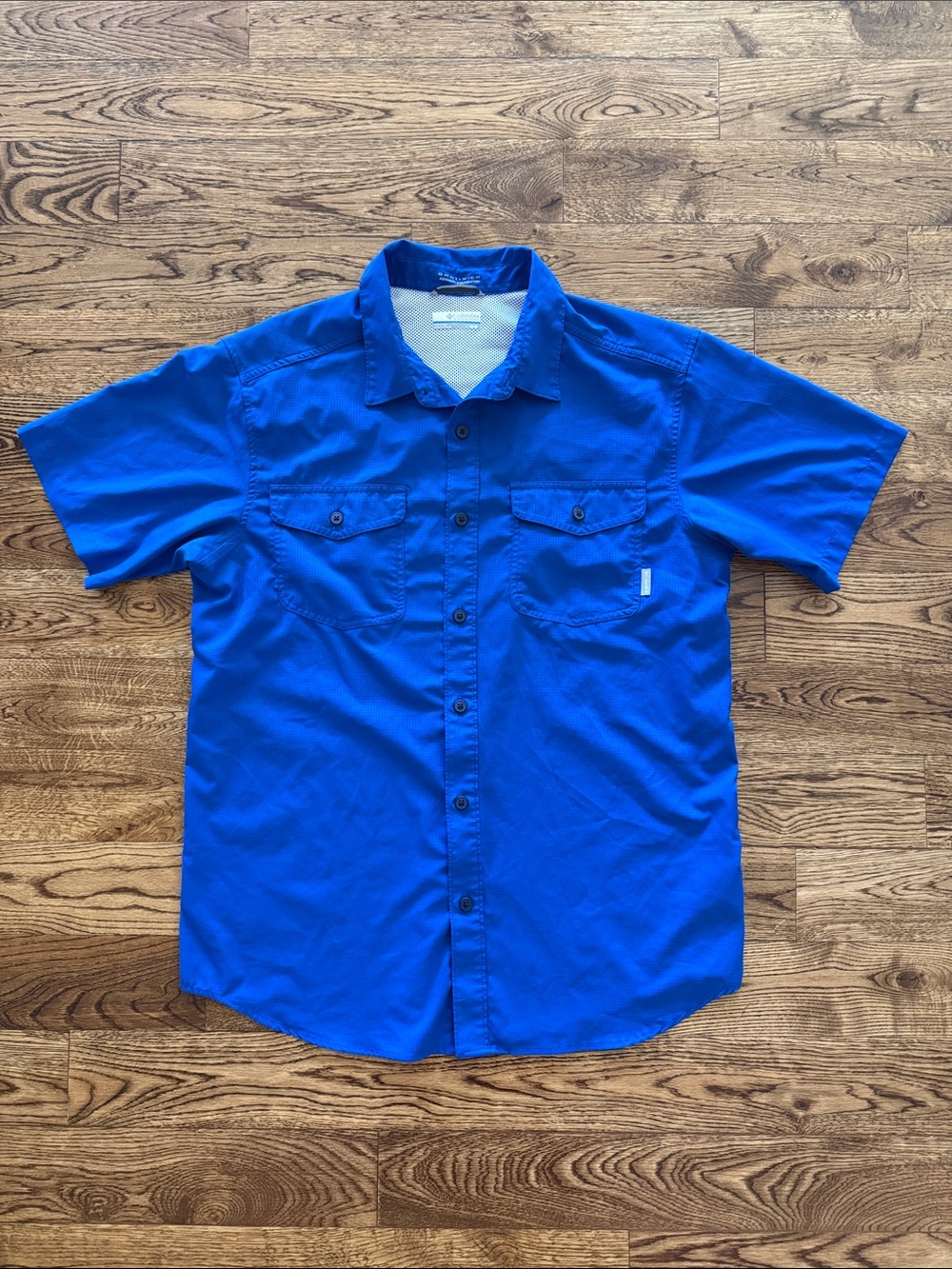 Performance Fishing Shirt Sun Protection Columbia Boat Life Button Down Blue M